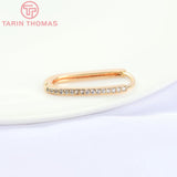 2PCS 20MM 24K Brass with Zircon Oval Earrings Hook Jewelry Making Finding