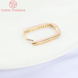 2PCS 20MM 24K Brass with Zircon Oval Earrings Hook Jewelry Making Finding