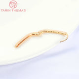 2PCS 20MM 24K Brass with Zircon Oval Earrings Hook Jewelry Making Finding