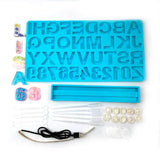 Alphabet Epoxy Resin Mold Letters Number LED Night Light Silicone Mould DIY