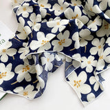Floral Neck Scarf Lady Bandana Handkerchief Cotton Linen Scarf