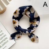 Floral Neck Scarf Lady Bandana Handkerchief Cotton Linen Scarf