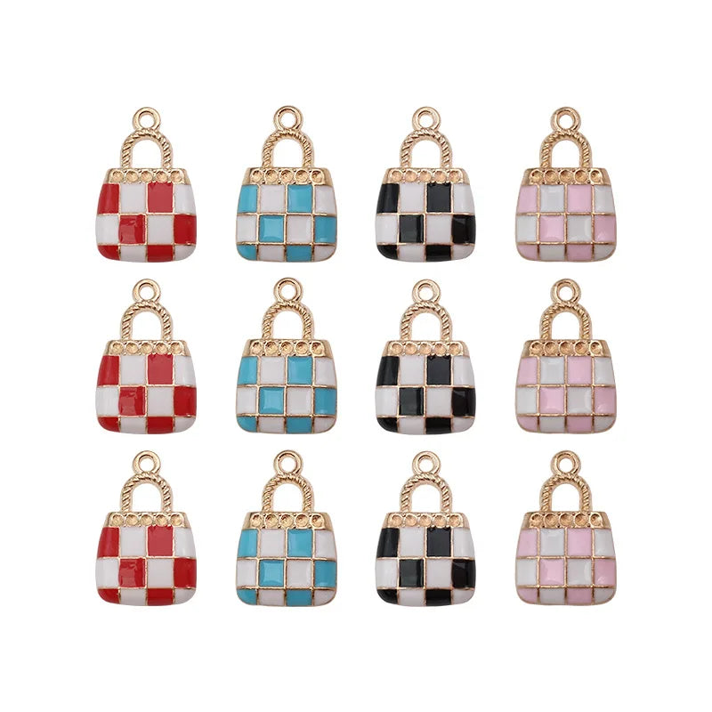 55pcs Enamel Handbag Charm Oil Drip Pendants for Jewelry Making
