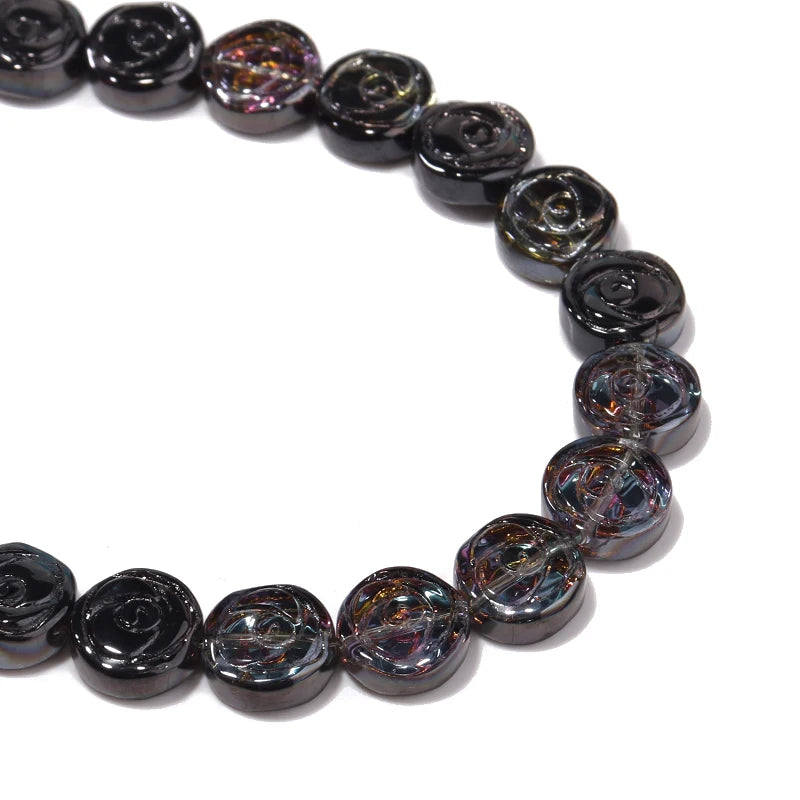 55pcs Multicolor Glass Circle Flower Beads for Jewelry Making DIY