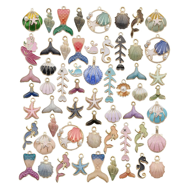 55pcs Ocean Beach Enamel Charms for Jewelry Making