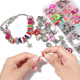 55pcs Acrylic Bead Big Hole Beads Kit Jewelry Making Double Cores Rondelle