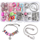 55pcs Acrylic Bead Big Hole Beads Kit Jewelry Making Double Cores Rondelle