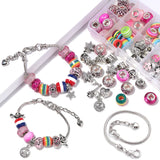 55pcs Acrylic Bead Big Hole Beads Kit Jewelry Making Double Cores Rondelle