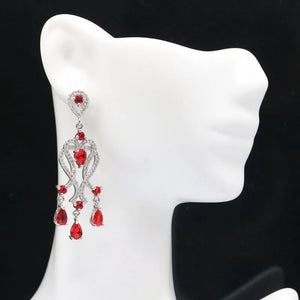 Deluxe Tourmaline Tanzanite Peridot Ruby CZ Silver Earrings