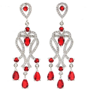 Deluxe Tourmaline Tanzanite Peridot Ruby CZ Silver Earrings