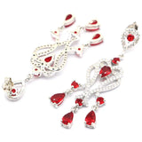 Deluxe Tourmaline Tanzanite Peridot Ruby CZ Silver Earrings