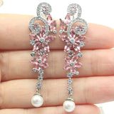 55x15mm Butterful 10g Tanzanite Pink Morganite CZ Silver Earrings