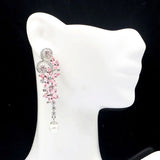 55x15mm Butterful 10g Tanzanite Pink Morganite CZ Silver Earrings