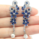 55x15mm Butterful 10g Tanzanite Pink Morganite CZ Silver Earrings