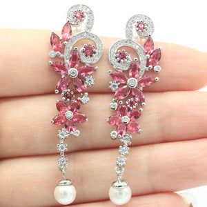 Pink Rhodolite Garnet Butterfly Earrings 925 Silver