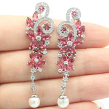 Pink Rhodolite Garnet Butterfly Earrings 925 Silver