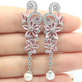 Pretty Butterfly Tanzanite Kunzite Pearl 925 Silver Earrings