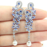 Pretty Butterfly Tanzanite Kunzite Pearl 925 Silver Earrings