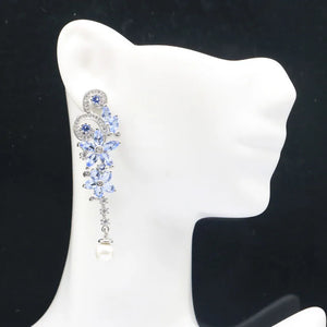 Pretty Butterfly Tanzanite Kunzite Pearl 925 Silver Earrings