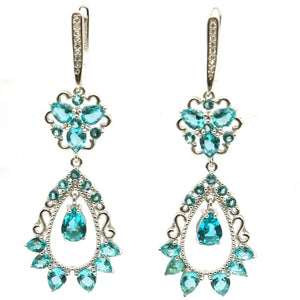 Anniversary Aquamarine Pink Tourmaline CZ Earrings