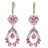 Anniversary Aquamarine Pink Tourmaline CZ Earrings