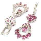 Anniversary Aquamarine Pink Tourmaline CZ Earrings