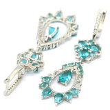 Anniversary Aquamarine Pink Tourmaline CZ Earrings