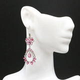 Anniversary Aquamarine Pink Tourmaline CZ Earrings
