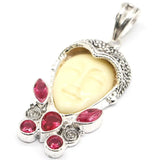 Garnet Goddess Face Silver Pendant 11.6g Gift For Women