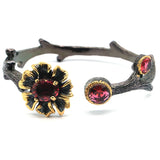 Unique Gothic Women Cuff Bracelet Rhodolite Garnet Tananite Kunzite Hiphop