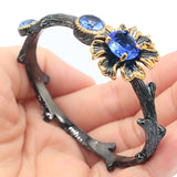 Unique Gothic Women Cuff Bracelet Rhodolite Garnet Tananite Kunzite Hiphop