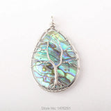 Steel Wire Winding Tree of Life Abalone Shell Pendant