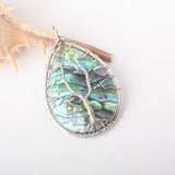 Steel Wire Winding Tree of Life Abalone Shell Pendant