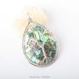 Steel Wire Winding Tree of Life Abalone Shell Pendant