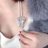 Women's High Butterfly CZ Pearl Bracelet Buckle