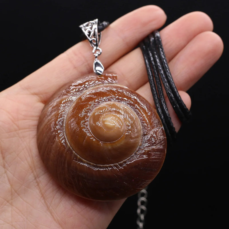 Natural Stone Brown SeaShell Conch Pendant Charms Pendant