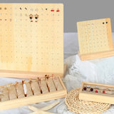 Wooden Earrings Holder Jewelry Display Stand 56 Holes Ear Stud Organizer