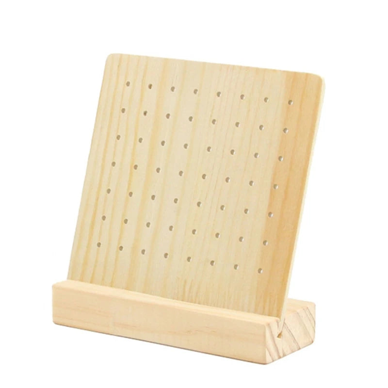 Wooden Earrings Holder Jewelry Display Stand 56 Holes Ear Stud Organizer
