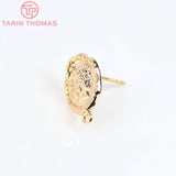 6PCS 10x14.5MM 24K Brass Girl Avatar Stud Earrings