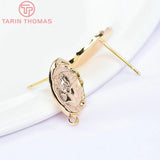 6PCS 10x14.5MM 24K Brass Girl Avatar Stud Earrings