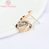 6PCS 10x14.5MM 24K Brass Girl Avatar Stud Earrings