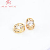 7x9MM 24K Brass Zircon Oval Spacer Beads Bracelet DIY Jewelry Accessories