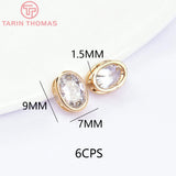 7x9MM 24K Brass Zircon Oval Spacer Beads Bracelet DIY Jewelry Accessories