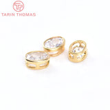 7x9MM 24K Brass Zircon Oval Spacer Beads Bracelet DIY Jewelry Accessories