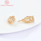 4PCS 7x15.5MM 24K Brass Zircon Bird Cage Pendants DIY Jewelry Findings