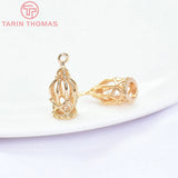 4PCS 7x15.5MM 24K Brass Zircon Bird Cage Pendants DIY Jewelry Findings