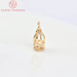 4PCS 7x15.5MM 24K Brass Zircon Bird Cage Pendants DIY Jewelry Findings