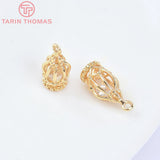 4PCS 7x15.5MM 24K Brass Zircon Bird Cage Pendants DIY Jewelry Findings