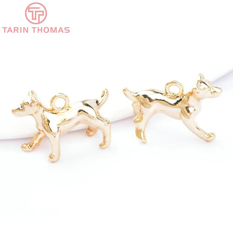 6PCS 17.5x11.5MM 24K Puppy Charms Pendants for Jewelry Making