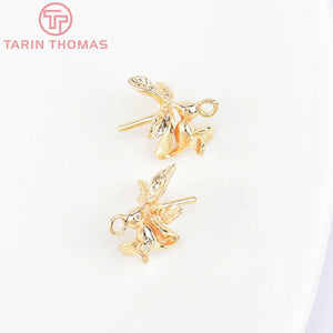 10PCS 10x11.5MM 24K Brass Birds Beads Caps for Jewelry Making
